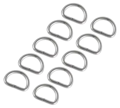 D-Ringe halbrund 10 mm, 50 Stück, silberfarben, für Schlüssel & Schürzen