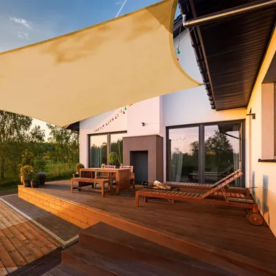 Immagine prodotto di Telo parasole quadrato impermeabile, 5 x 5 metri, con protezione UV del 98%