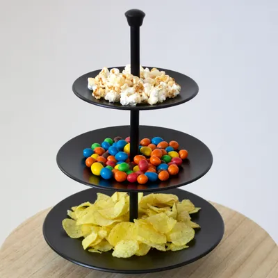 Produktbild von Excellent Houseware Etagere mit 3 Ablagen 36,5 cm Mattschwarz