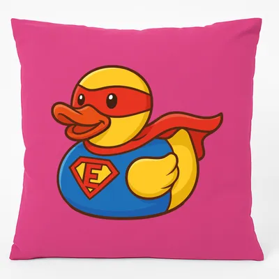 Produktbild von Huuraa Kissen Quietscheente Superheld Gummiente Hero 40x40cm mit Füllung Fuchsia Baumwolle Dekokissen Geschenkidee