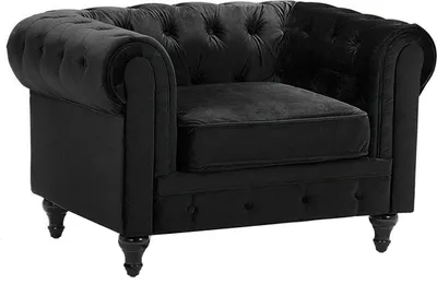 Produktbild von BELIANI Sessel Schwarz Samtstoff Eichenholz Chesterfield-Stil Wohnzimmer