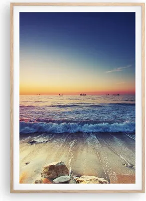 Produktbild von Gerahmtes Poster - Rahmen in heller Eiche - Meer Strand Welle - 70x100 cm - Wand Bild - Wanddeko - Wandbilder - Wandposter - Bilderrahmen - Bilder - Kunstdruck - Wandbild - P2NPA70x100-3613