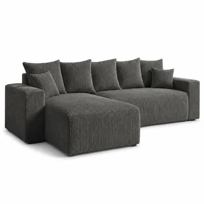 Produktbild von Ecksofa MUBI L-Form, Universal, Modernes Bettsofa mit Schlaffunktion und Bettkasten, Schlafsofa, Couch beidseitig montierbar, GRAPHIT - POSO 34