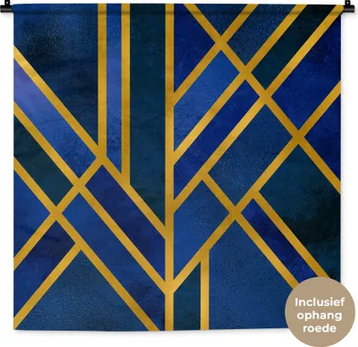 Produktbild von MuchoWow® Wandteppich Wandbehang Gold - Blau - Design - Luxus 90x90 cm Tapisserie Dekoration Wandtuch - Wandaufhänger