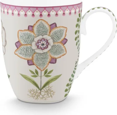 Produktbild von PIP STUDIO Lily&Lotus Henkelbecher weiss/Lila 350ml