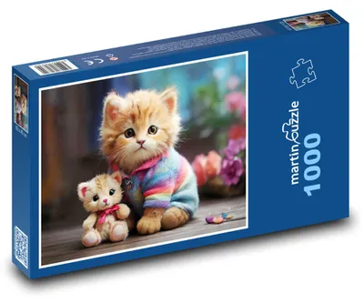 Produktbild von Puzzle 1000 Kätzchen mit einem bunten Spielzeug - martinpuzzle