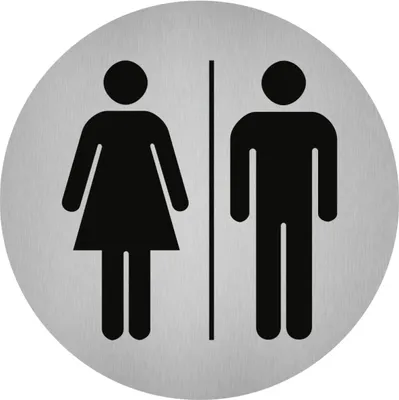 Produktbild von Dreifke® Aufkleber - Piktogramm WC Damen/Herren, Edelstahl, selbstklebend, Ø ...