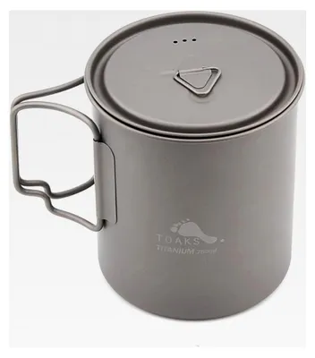 Produktbild von Titanbecher und Titan Topf für Outdoor-Camping (750 ml)
