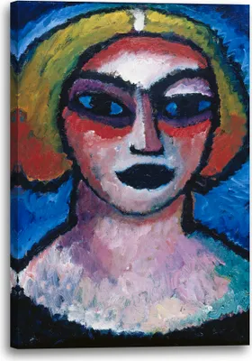 Produktbild von Leinwandbild (60x80cm): Alexej von Jawlensky - Frauenkopf, echter Holz-Keilrahmen inkl. Aufhänger, handgefertigt in Deutschland