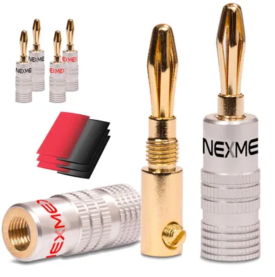 Produktbild von Bananenstecker mit Schrumpfschlauch vergoldet 6x Stecker NEXMEX Steckverbinder