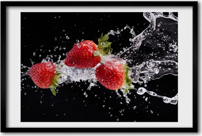 Produktbild von Bild 60x40 MDF-Rahmen, Wandkunst Erdbeeren und Wasser