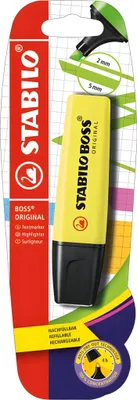 Zdjęcie produktu dla STABILO Boss Original, 1 szt., Żółty, Końcówka ścięta, Czarny, Żółty, 2 mm, 5 mm