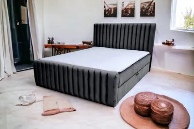 Produktbild von Boxspringbett MONACO II 160 cm x 200 cm AMOR VELVET 22 Schwarz Bett mit zwei Bettkästen und H2 Matratze,Komplett-Set mit Matratze und Topper