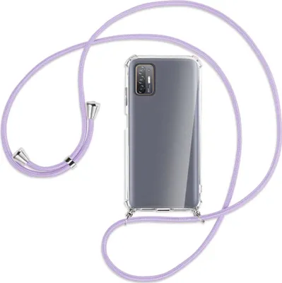 Produktbild von Handykette Backcover-Schutzhülle mit Band (Metall silberfarben) für HTC Desire 21 Pro - violett