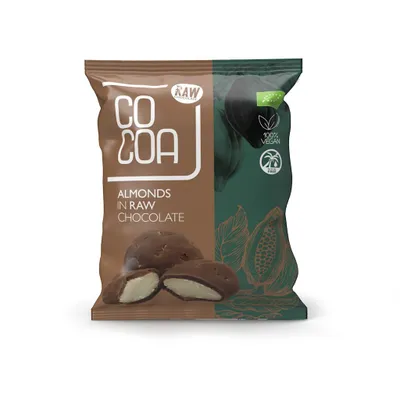 Zdjęcie produktu dla MIGDAŁY W CZEKOLADZIE SUROWEJ70 g - COCOA