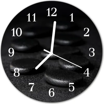 Produktbild von Glasuhr Wanduhr Küchenuhr Echt-Glas 30fi cm Zen Steine schwarz