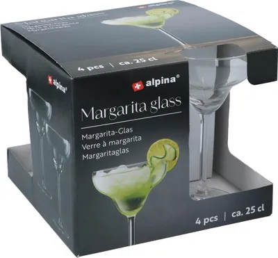 Obrázok produktu pre alpina poháre na margaritu sada 4 pohárov na koktaily - Ideálne na margaritu a koktaily - 250 ml - sklo