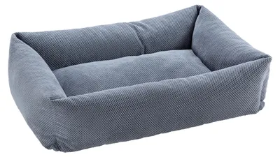 Produktbild von Dehner Premium Hundebett Kenai, waschbares Hundekissen, Tiergröße L, 100 x 25 x 80 cm (B/H/T), Polyester / Polyurethan, grau / blau