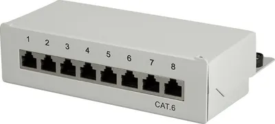Productafbeelding van LogiLink Patchpaneel, desktop, CAT 6, 8 poorten, afgeschermd, grijs (verpakking: vouwdoos, 1 stuk)