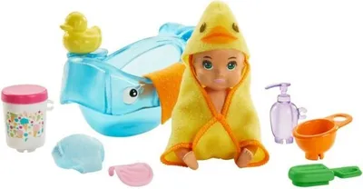 Produktbild von Barbie Skipper Babysitters Inc. Badezeit-Baby Puppe und Zubehör, Babypuppe, Geschlechtsneutral, 3 Jahr(e), Mädchen, 50 mm, Mehrfarbig