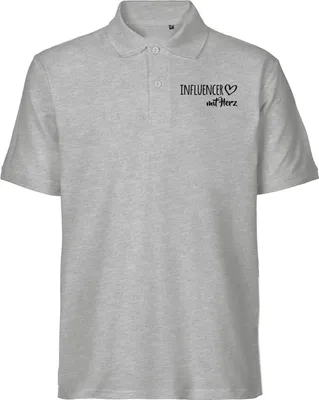 Produktbild von Huuraa Herren Polo Shirt Influencer mit Herz M Sport Grey Bio Baumwolle Fairtrade Poloshirt Geschenkidee