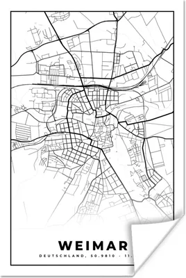 Produktbild von MuchoWow® Poster Karte - Stadtplan - Weimar 40x60 cm - Plakate für die Wand - Poster Babyzimmer