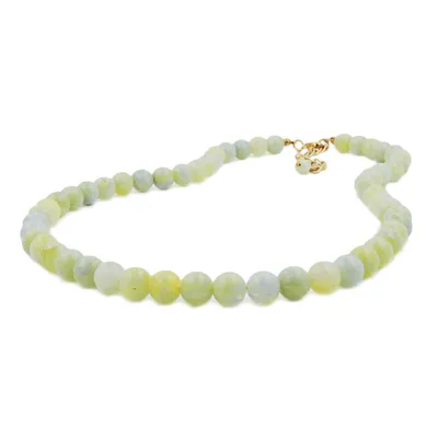 Produktbild von Kette 10mm Kunststoffperlen türkis-grün-weiß-gelb marmoriert mit Perle 45cm türkis - grün - gelb 10mm