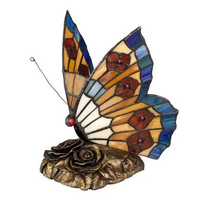 Produktbild von Tischlampe Tiffany Stil Buntglas Schmetterling Dekoleuchte