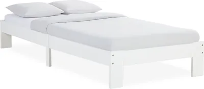 Image de Lit en bois 90x200 Lit simple Blanc avec Sommier à lattes Pin Cadre de lit Pin Massif