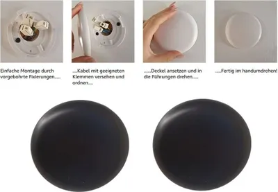Produktbild von 2x Deckendose Lampen Abzweigdose Abdeckdose Verteilerdose Deckenverteilerdose Baldachin schwarz superflach Ø 10 cm SET