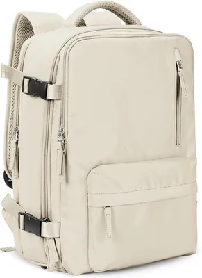 Immagine prodotto di Grande borsa da viaggio da donna con scomparto per laptop da 17 pollici, impermeabile e con stazione di ricarica USB - Trolley da viaggio beige da donna - Ottima compagna di viaggio con seduta rialzata - Borse da viaggio di alta qualità per tutto il mondo