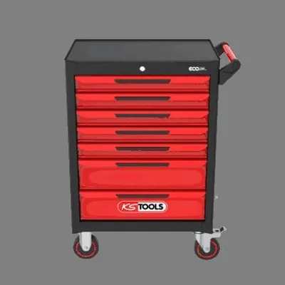 Produktbild von KS Tools ECOline SCHWARZ/ROT Werkstattwagen mit 7 Schubladen