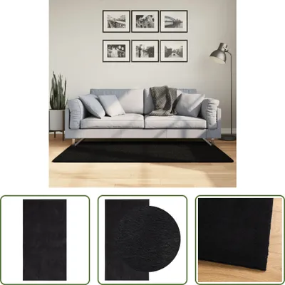 Obrázek produktu pro The Living Store Koberec HUARTE Krátký vlas Měkký a omyvatelný černý 80x150 cm
