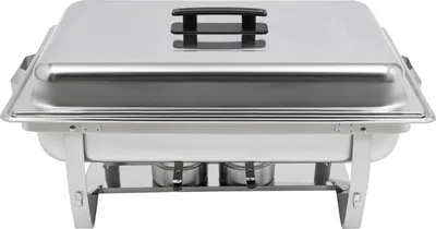 Immagine prodotto di Scaldavivande - Chafing dish - 3 scomparti - Capacità 5 l - Vasca dell'acqua 53×32,8×6,5 cm - Scomparti 32,6×17,7×6,5 cm - Buffet e catering - Argento