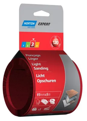 Zdjęcie produktu dla Rolka szlifierska Norton Expert z powłoką na rzep 93 mm x 5 m K120