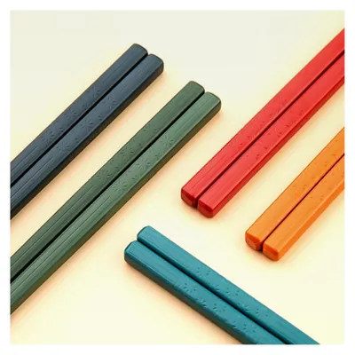 Produktbild von 5 Paar wiederverwendbare Fiberglas-Essstäbchen, mehrfarbig, rutschfest, spülmaschinenfest