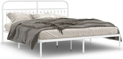 Produktbild von vidaXL Bettgestell mit Kopfteil Metall Weiß 183x213 cm