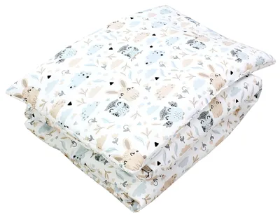 Produktbild von TupTam Kinder Gemusterte Bettdecken Set Ganzjahresdecke Bettdecke Kopfkissen Flachkissen 2tlg., Farbe: Hase / Eule, Größe: 135x100 cm