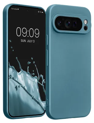 Produktbild von kwmobile Handyhülle für Google Pixel 9 Pro Hülle - weiche Silikon Case metallisch schimmernd - Schutzhülle Cover - Metallic Karibikblau