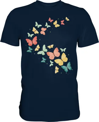 Produktbild von Farbenfrohe Bunte Schmetterling T-Shirt – Navy / S