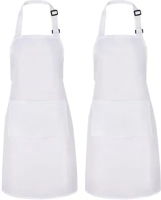 Obrázok produktu pre Ibenzoa® Nastaviteľná unisex kuchárska zástera z vodeodolného polyesteru, 2 veľké vrecká, balenie po 2 kusoch – ideálna na varenie, grilovanie a domácnosť