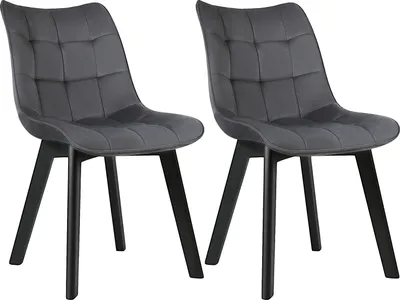 Produktbild von EUGAD Esszimmerstühle 2er Set, Polsterstuhl, Weich Samt und Holz, Dunkelgrau
