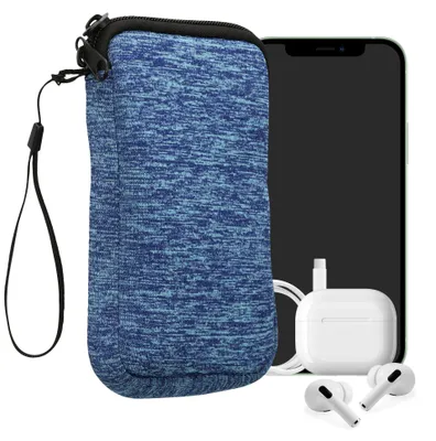 Produktbild von kwmobile Neopren Handytasche für Smartphones L - 6,5" - Handy Tasche mit Reißverschluss - Handyhülle universal Meerblau Hellblau