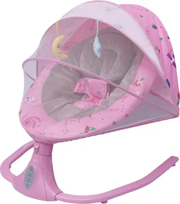 Immagine prodotto di Altalena per neonati - Sdraietta elettrica - Zanzariera rimovibile - Cintura a tre punti - Bluetooth e USB - 12 ninne nanne - 4 velocità - Timer 8/15/30/60 min - Rosa