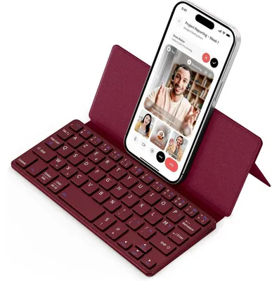 Productafbeelding van Mini Bluetooth-toetsenbord, opvouwbaar met standaard, AZERTY-indeling, voor iOS, Android, Windows, zwart