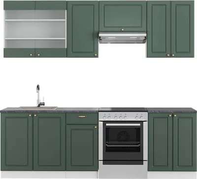 Produktbild von Küchenzeile Vicco Fame-Line Grün-Gold Landhaus/Weiß 240 cm , AP Anthrazit, Model 42332