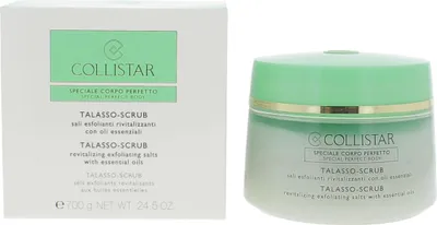 A product shot of a Collistar Talasso-Scrub jar and its packaging.