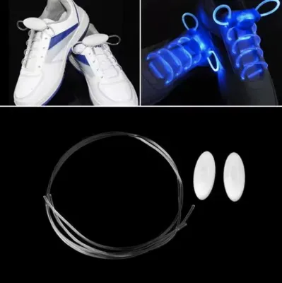 Obrázek produktu pro Šněrovací tkaničky s LED osvětlením – Svítící tkaničky – Modré – Výrazné tkaničky – 80 cm – Kulaté tkaničky – Stylové tkaničky – Napájeny bateriemi – CHPN
