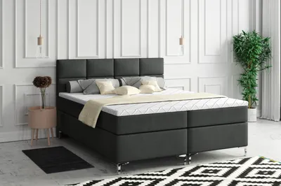 Produktbild von VELAR Boxspringbett mit bettkasten "NICEA", 140 cm, Dunkelgrau
