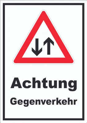 Produktbild von Aufkleber Achtung Gegenverkehr A4 (210x297mm)